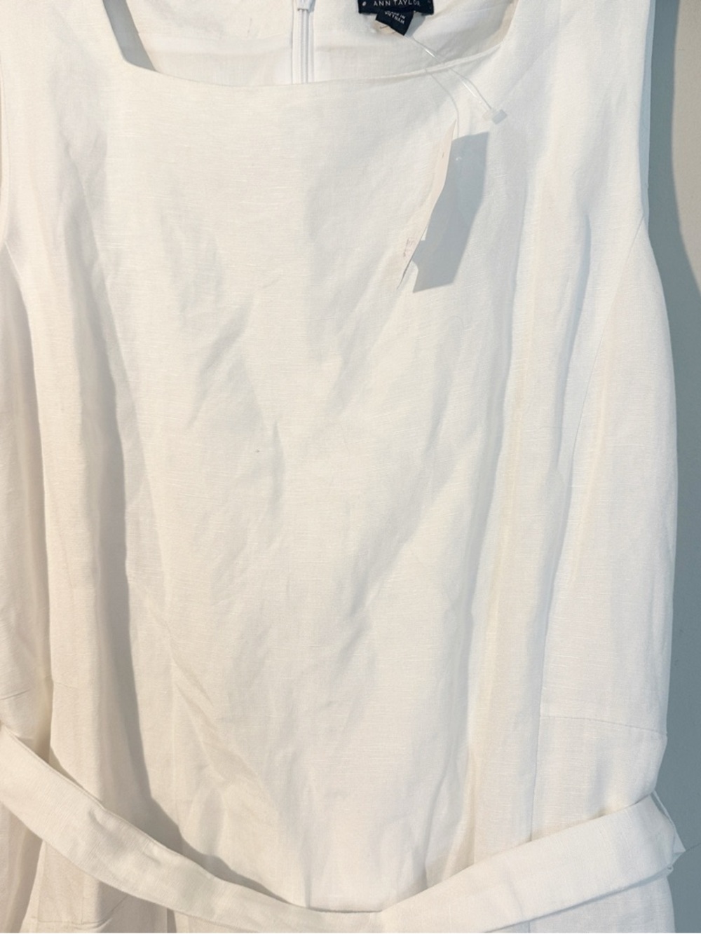 NWT Ann Taylor White Linen Blend Sheath Belt dress women size 10 - Picture 5 of 7
